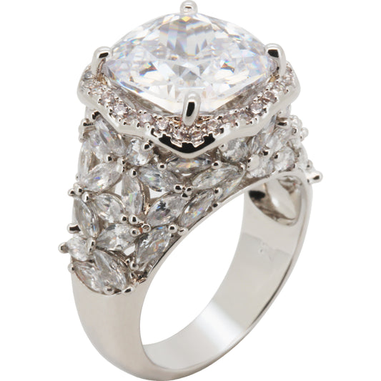 Birthstone Cushion Halo Cluster Cocktail Ring Size 6