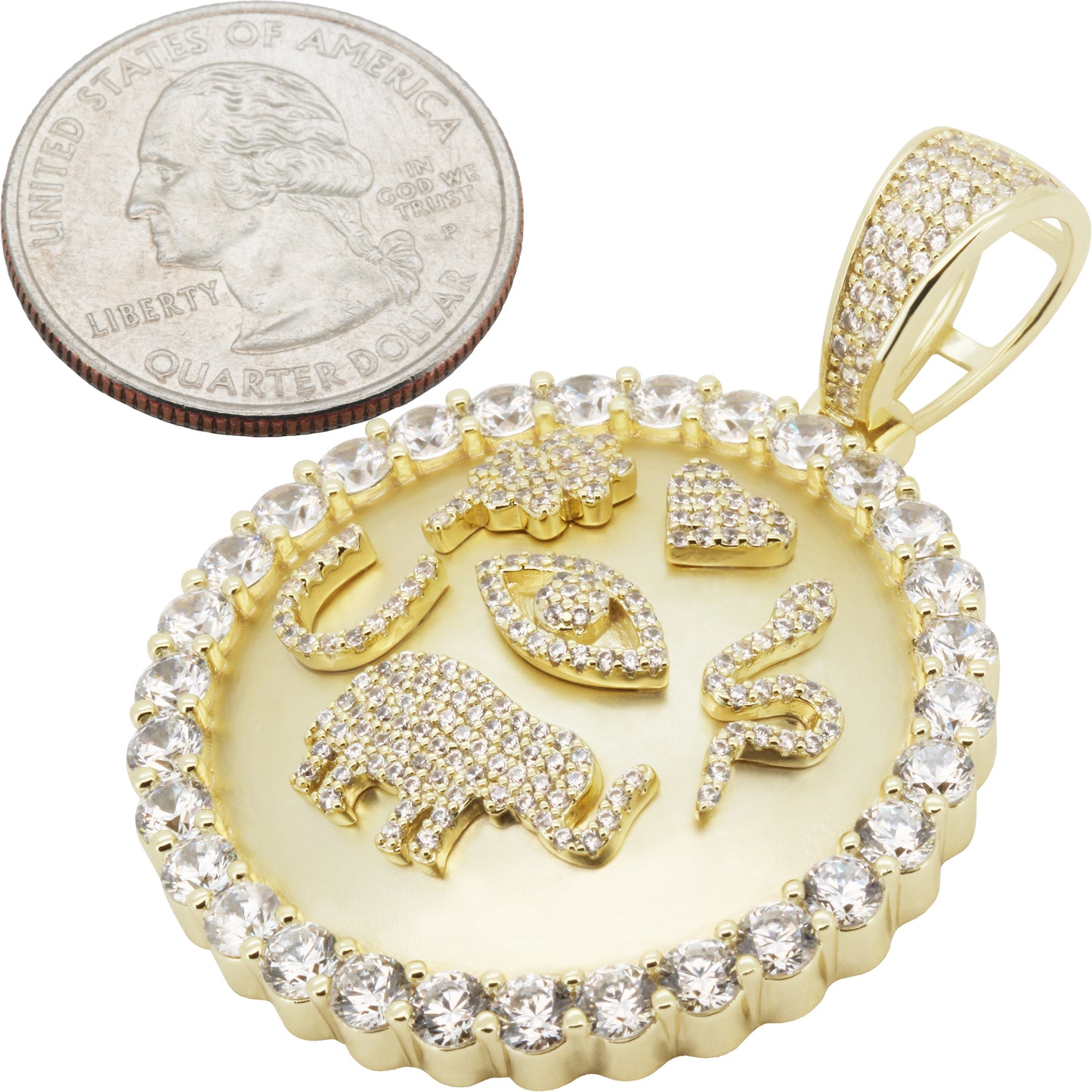 Egyptian Accent Symbols Circle Pendant