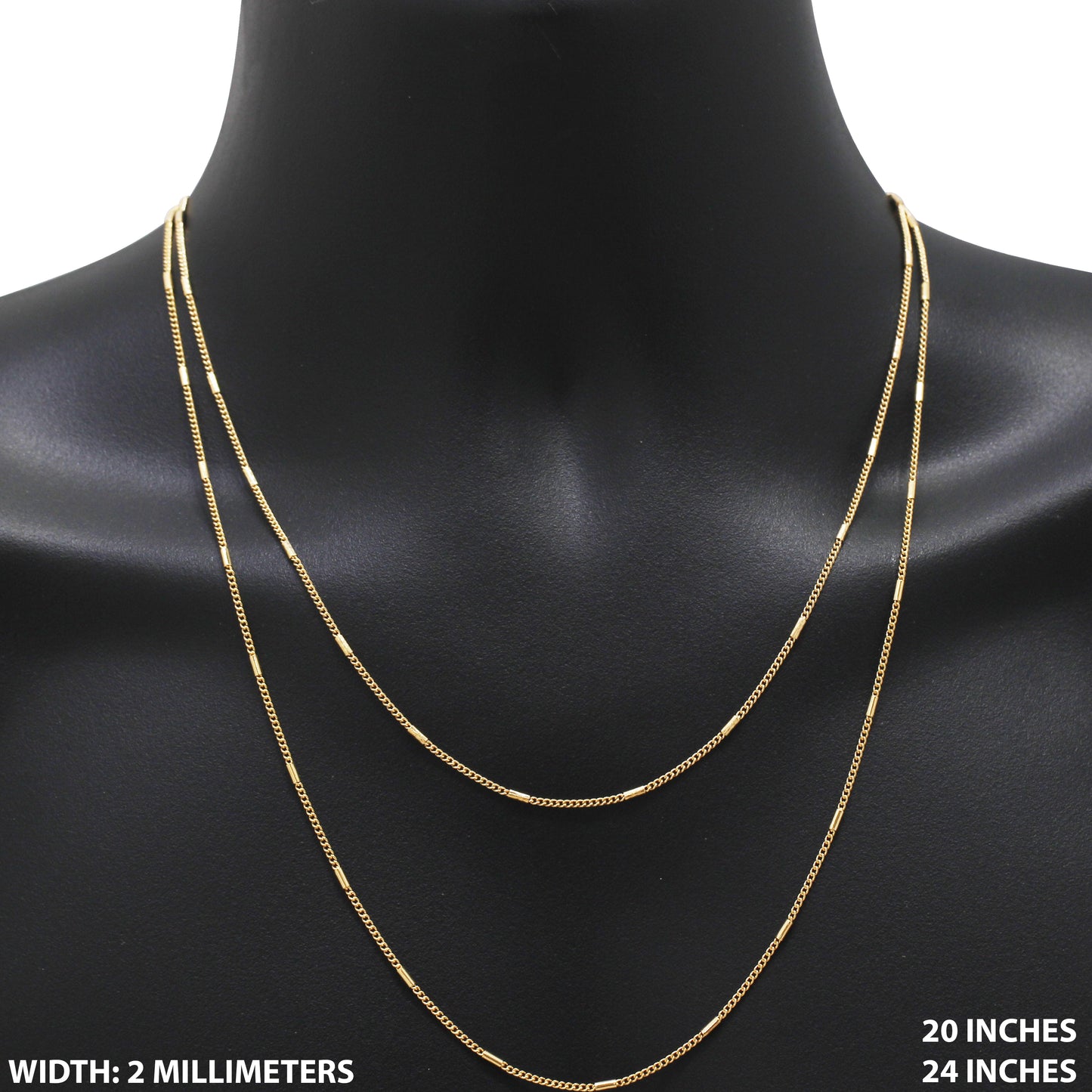 2mm Curb Cuban Link Barrel Chain 24"