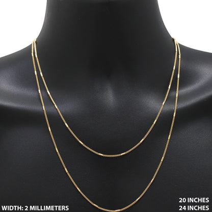 2mm Curb Cuban Link Barrel Chain 24"