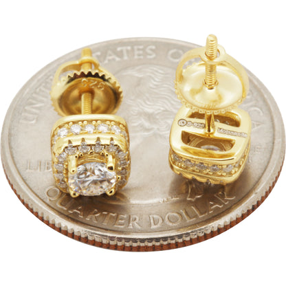 0.91ctw Moissanite 7mm Halo Square Studs