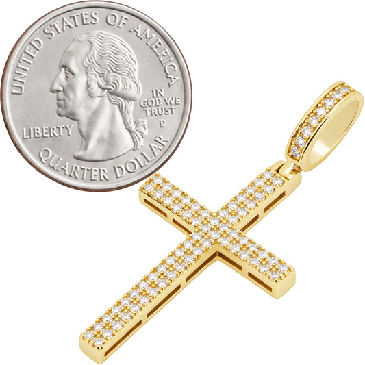 0.62ctw Moissanite Double Row Pavé Cross Pendant‎