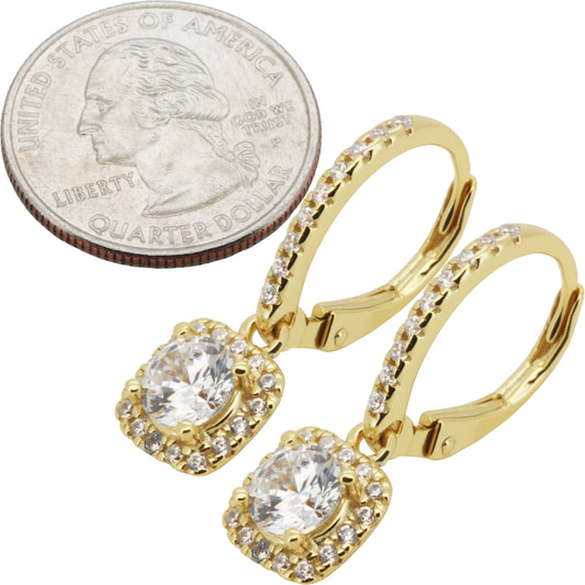 Cushion Halo Drop Pavé Hoops