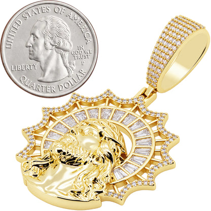 Jesus Piece Sunburst Halo Pendant