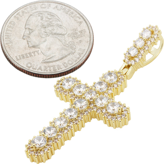 Cluster Halo Tennis Cross Pendant