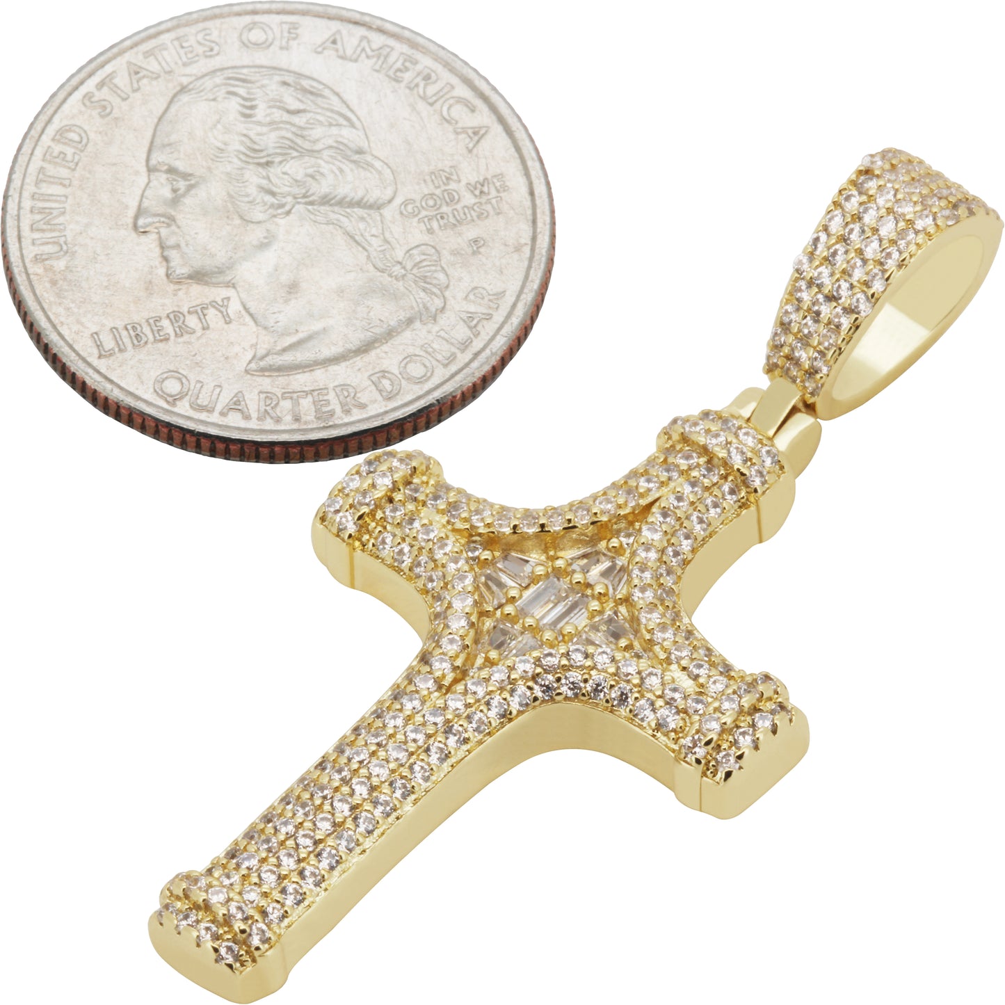 Baguette Cluster Cross Pendant