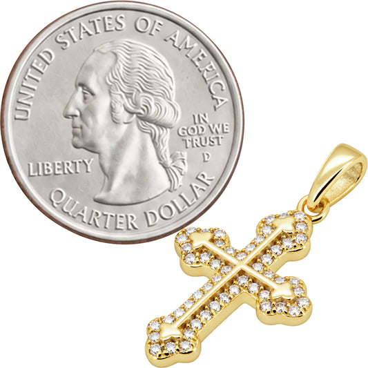Moissanite Pavé Trefoil Cross Pendant