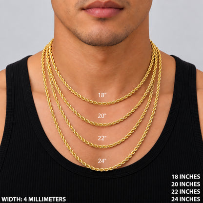 4mm Rope Chain 22"