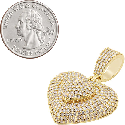 Layered Puffed Heart Pendant S