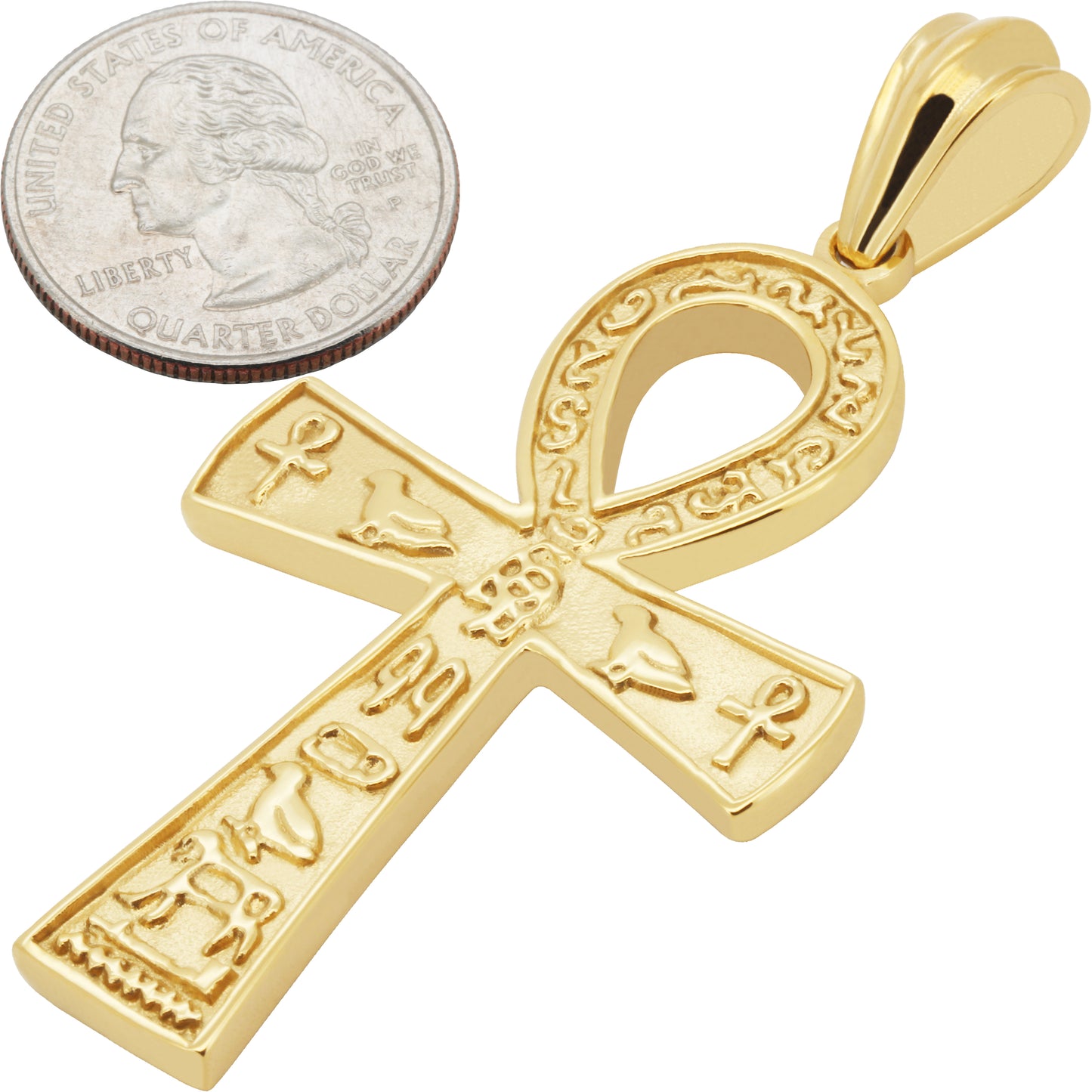 Engraved Egyptian Ankh Cross Pendant