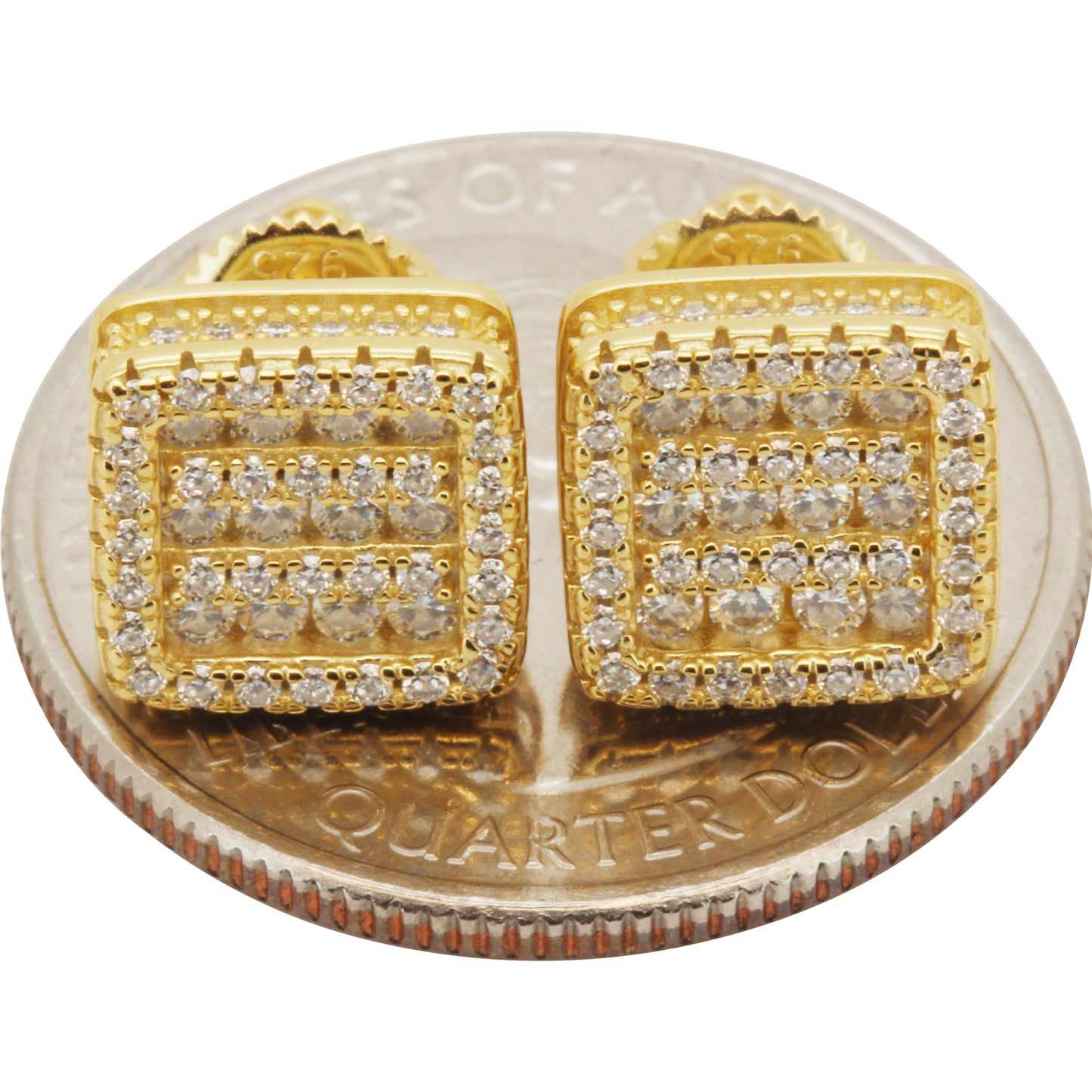 Moissanite 10mm Square Cluster Studs