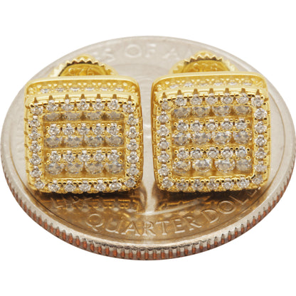 Moissanite 10mm Square Cluster Studs