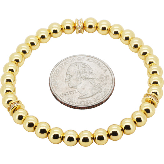 Rondelle Spacer 6mm Beaded Stretch Bracelet 7”