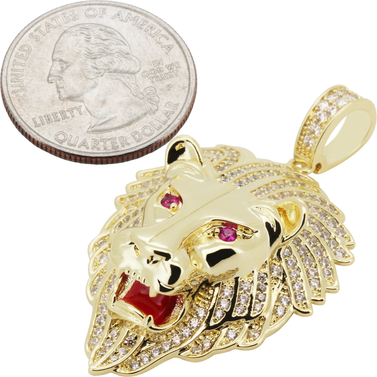 Lion Head Enamel Pendant
