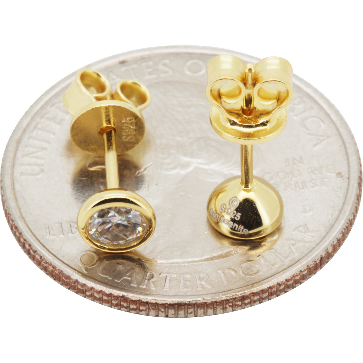 4mm 0.6ctw Moissanite Bezel Set Solitaire Studs