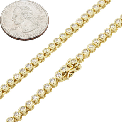 3mm Bezel Set Tennis Chain 18"