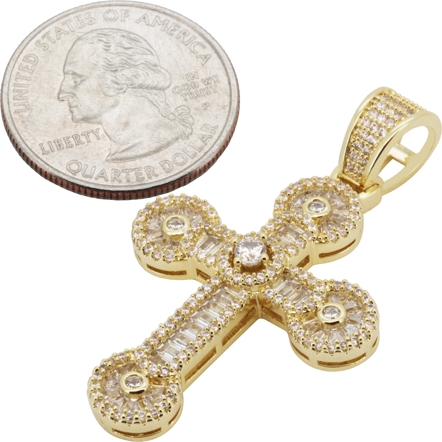 Bezel Baguette Cross Pendant
