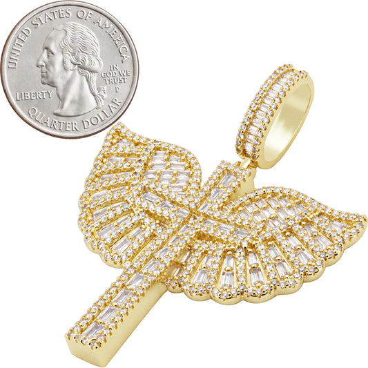 Baguette Winged Cross Pendant
