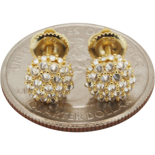 Moissanite Reverse Set 7mm Hexagon Cluster Studs