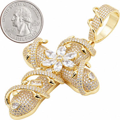 Thorned Floral Cross Pendant