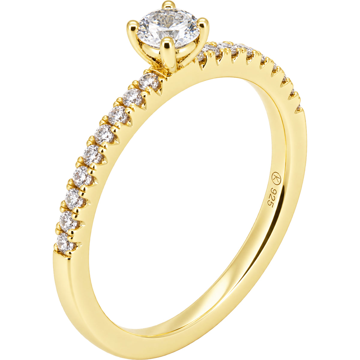 Solitaire Pavé Band Engagement Ring Size 8
