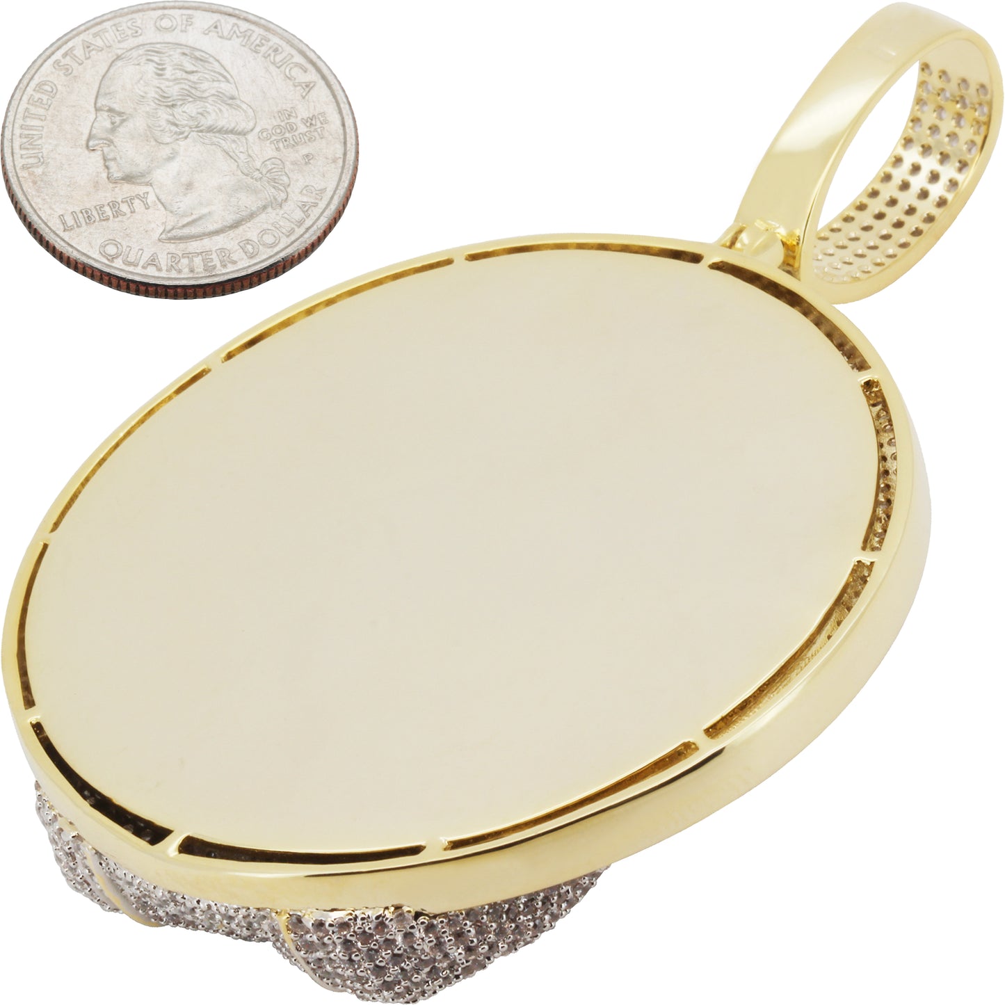 Two-Tone Jesus Piece Circle Pendant