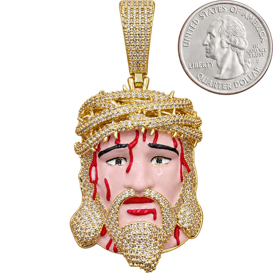 Enamel Bleeding Jesus Piece Pendant L