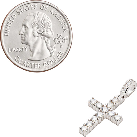 Moissanite 2mm Tennis Cross Pendant