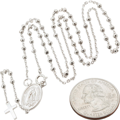 2mm Rosary Necklace 20"+3"