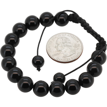10mm Obsidian Beaded Adjustable Bracelet 7.5"-8"