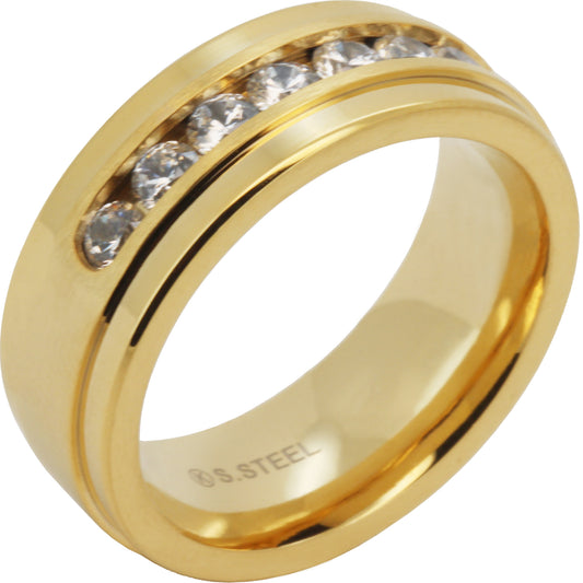 8mm Channel Set Half Eternity Band Ring Size 10