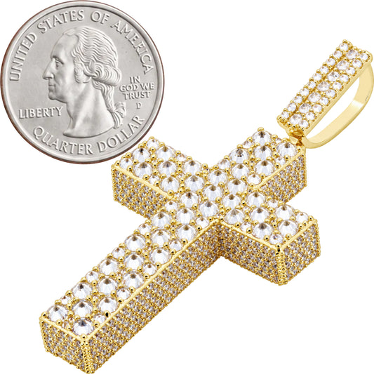 Reverse-Set Cluster Cross Pendant