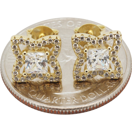 8mm Floral Halo Studs