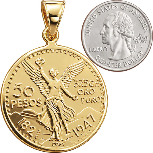 Mexican Centenario 50 Peso Coin Pendant