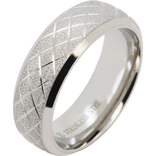 7mm Crisscross Pattern Band Ring Size 12