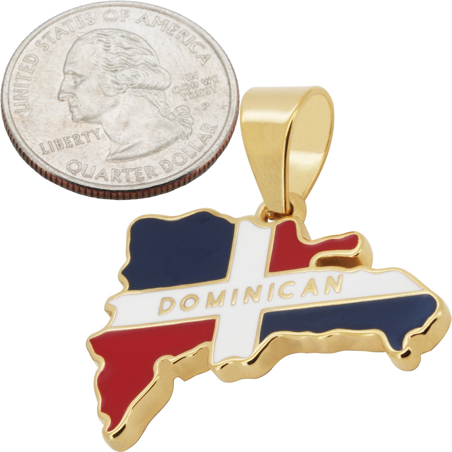 Dominican Republic Map Flag Pendant
