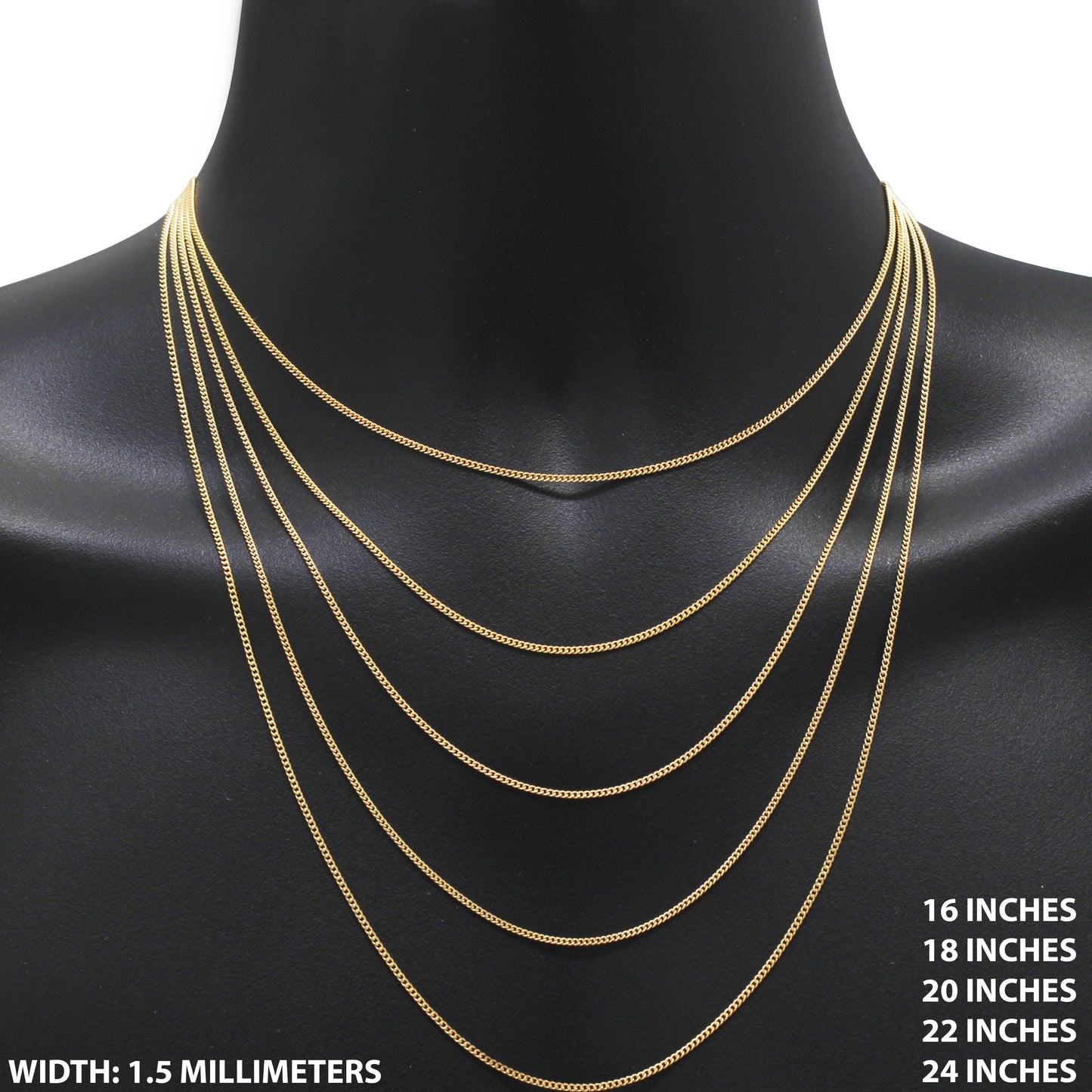 1.5mm Cuban Link Chain 24"