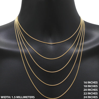 1.5mm Cuban Link Chain 24"