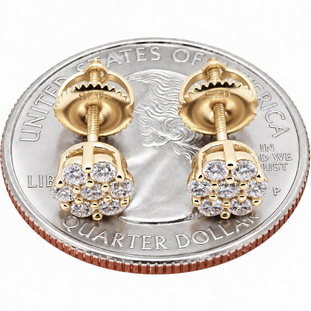 Moissanite 6mm Honeycomb Cluster Studs