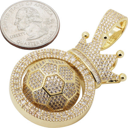 Spinning Soccer Ball Crown Pendant