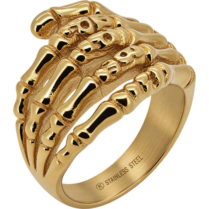 Gothic Skeleton Hand Bone Ring Size 8