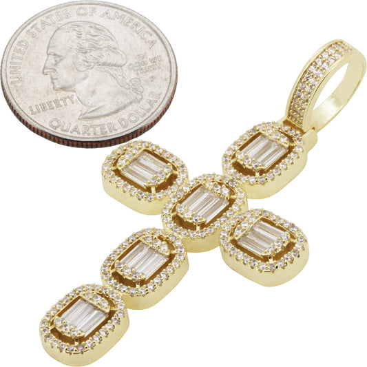 Baguette Segment Cross Pendant