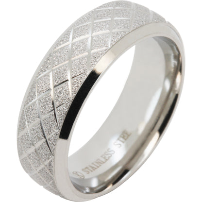 7mm Crisscross Pattern Band Ring Size 9