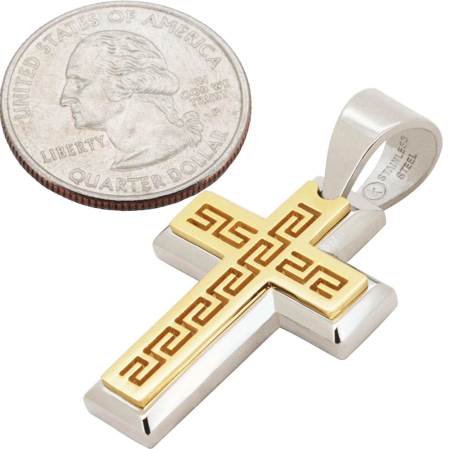 Greek Key Cross Pendant