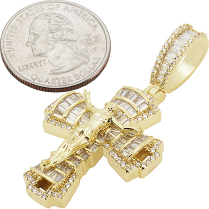 Baguette Crucifix Cross Pendant