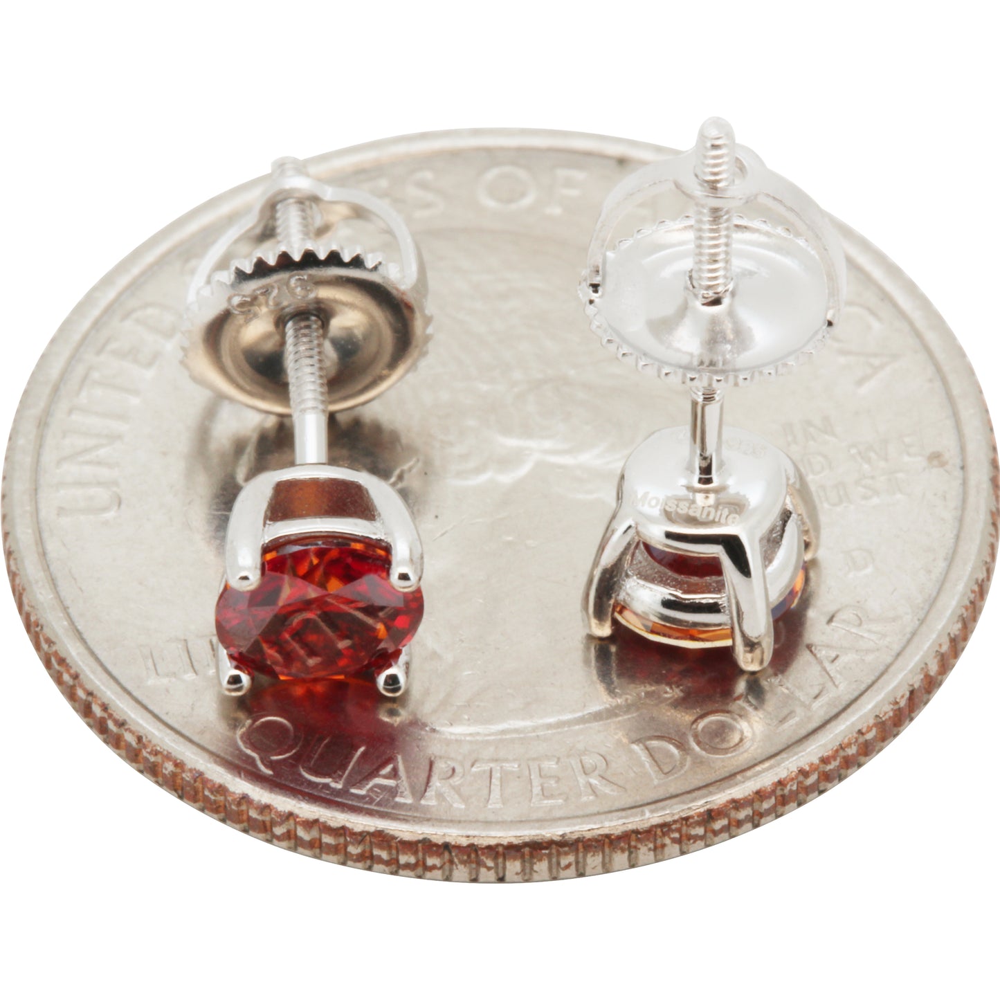 5mm 1ctw Moissanite Garnet Solitaire Studs