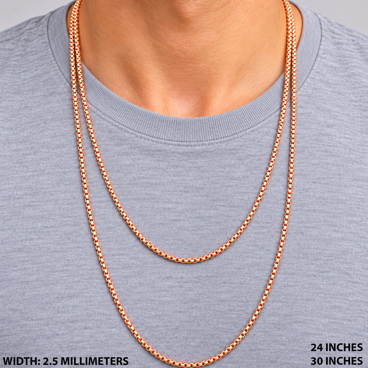 2.5mm Box Chain 30"
