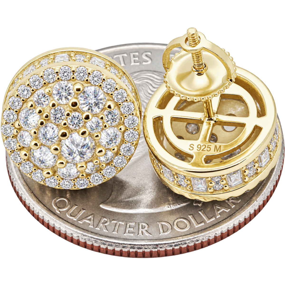 Moissanite 12mm Reverse Set Circle Cluster Studs