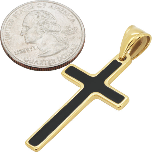 Black Inlay Cross Pendant