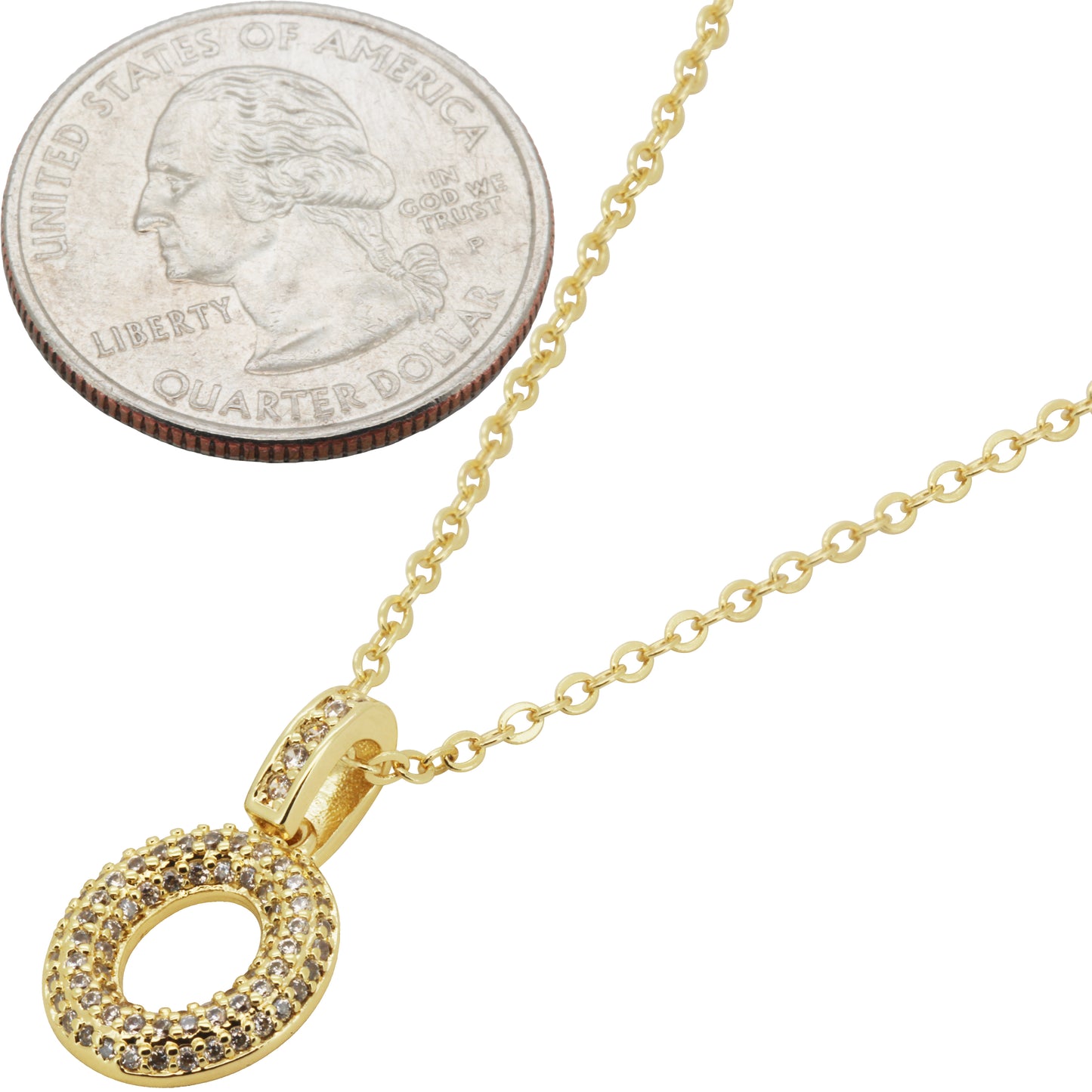 Bubble Initial Letter O Pendant Necklace 18"+2"